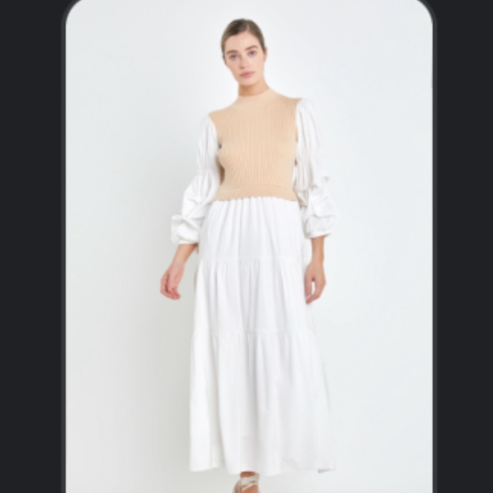 English Factory Mixed Media Maxi Dress